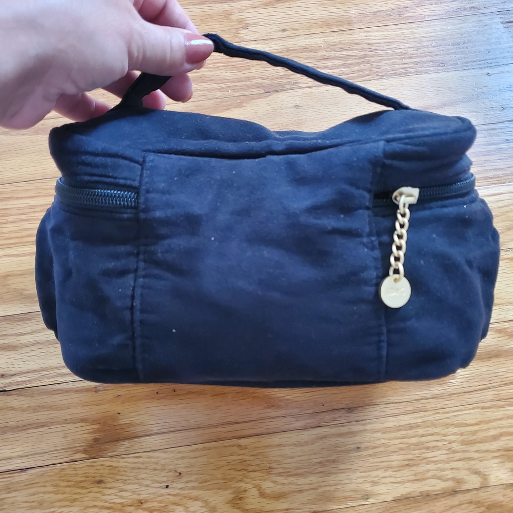 Donna Karan Black Cosmetic cashmere Mist  Bag with Zipper Closure